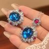 Jewelry Set Necklace Ring Blue Spinel Zircon Wind Girl