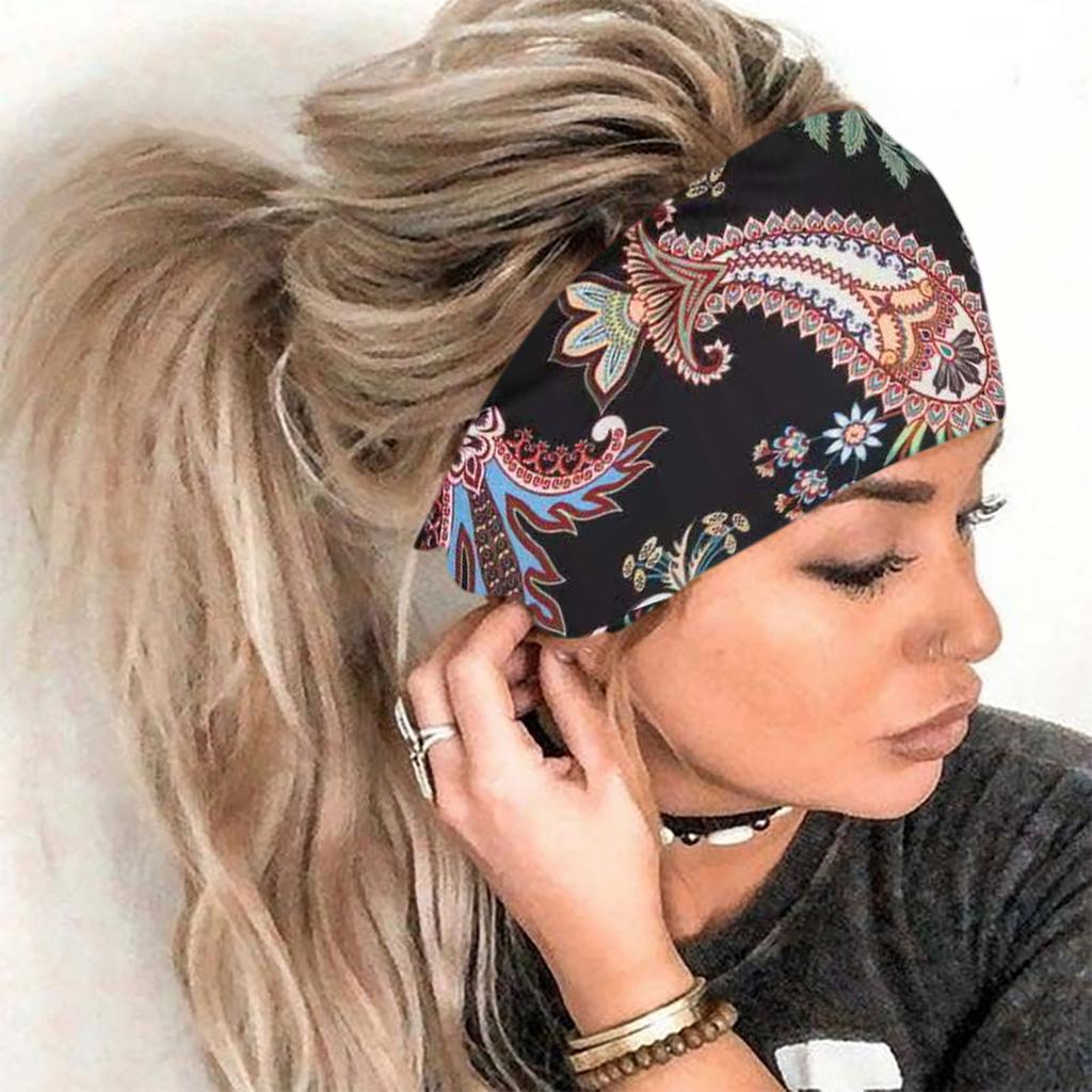 Женская повязка на голову с принтом, спортивная повязка для волос с широким краем, повязка на голову для йоги, мягкая повязка для волос, головной убор, повязка для волос