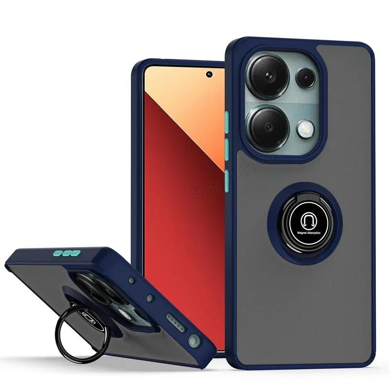 Магнитный матовый чехол-держатель для кольца для Redmi Xiaomi 14T 12T Note 12 13 Ultra Pro Plus 14 13C 14C X6 4 5G Deluxe противоударный чехол