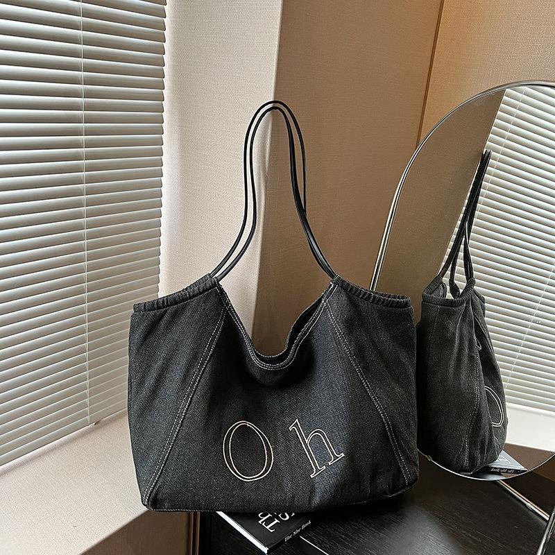 Легкая и вместительная джинсовая сумка-тоут женская новая высококлассная сумка на одно плечо для работы, сумка подмышку для покупок