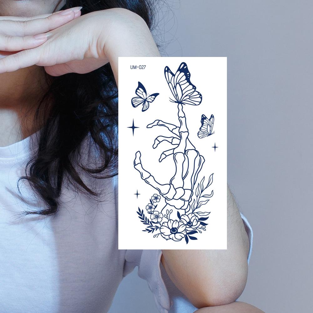 1 лист, полупостоянные реалистичные водонепроницаемые и съемные татуировки в виде трав, женские татуировки на спине, долговечные