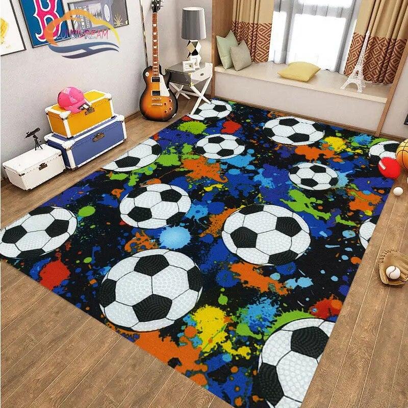 Football Pictures Rug Cartoon Football Living Room Decoration S Bed Non-slip Carpet Home Entrance Door Mat Kids