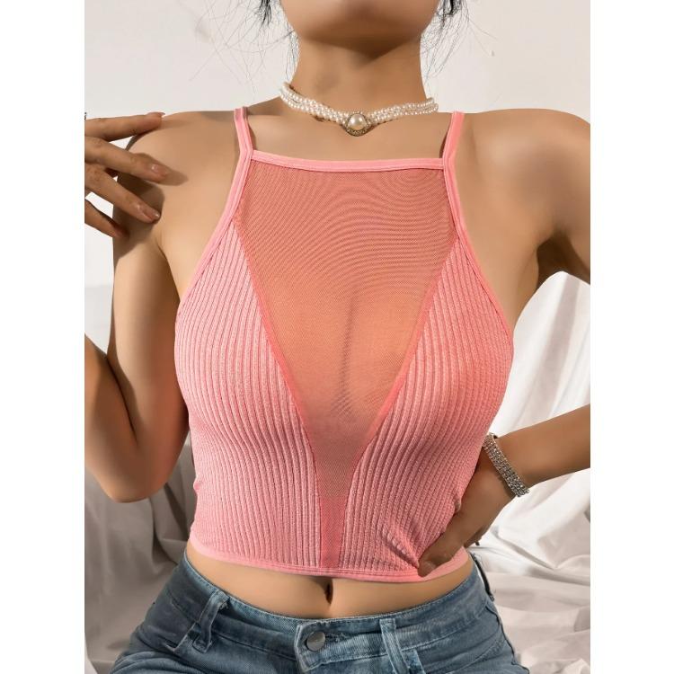 Сексуальный корсет из сетки с ажурным узором, женская одежда 2020 года, без рукавов, черный укороченный жилет с открытыми плечами, летний топ-топ с бретельками через шею для женщин 2025 года