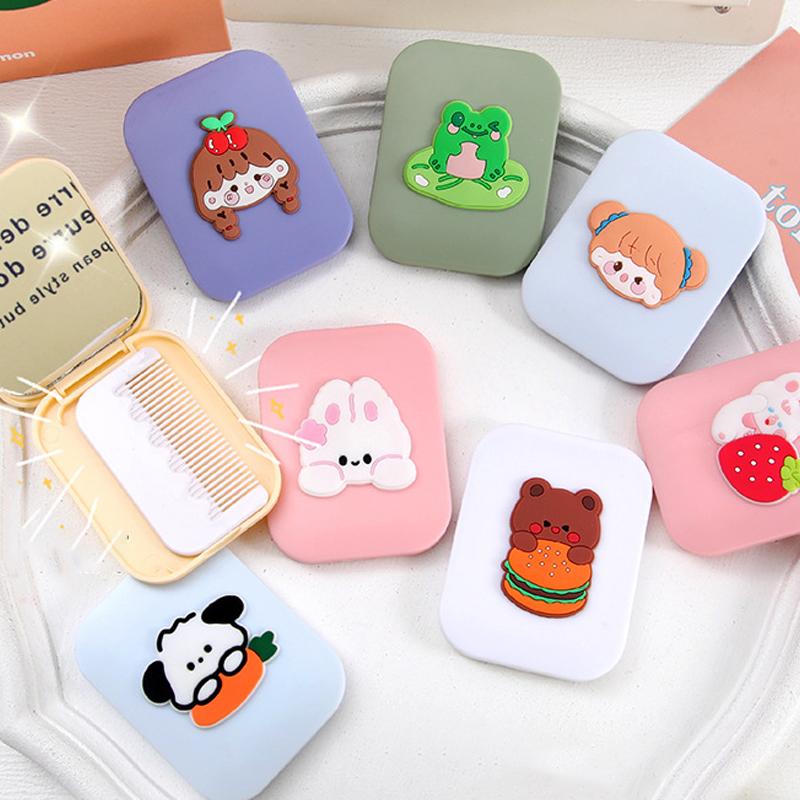 Портативная мультяшная карманная дорожная маленькая массажная щетка для волос мини-карманное зеркало складная расческа для женщин и девочек милые инструменты для укладки