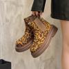 Модные ботильоны на платформе с леопардовым принтом, женские замшевые теплые туфли, женская тенденция 2024 года, новая модная обувь для зимы и мотоцикла, ботинки Mujer