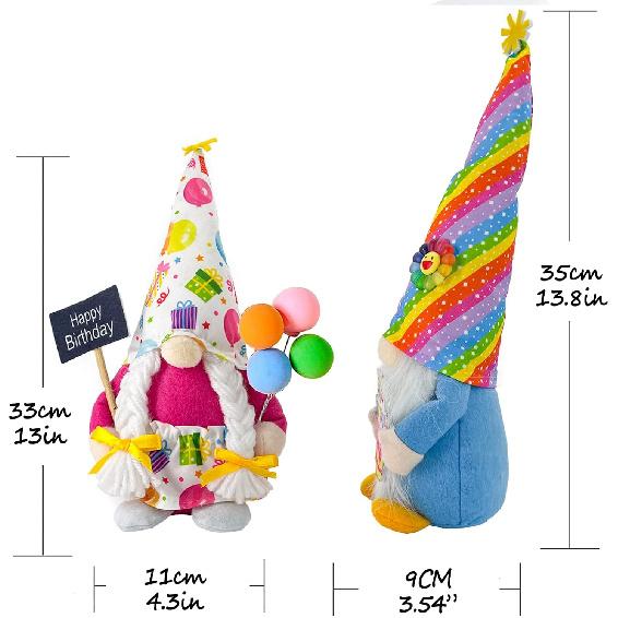 Birthday Gnomes Farmhouse Happy Birthday Tomte Plush Birthday Gifts Handmade Scandinavian Party Home Ornaments Elf Dwarf Collections Kitchen Tiered