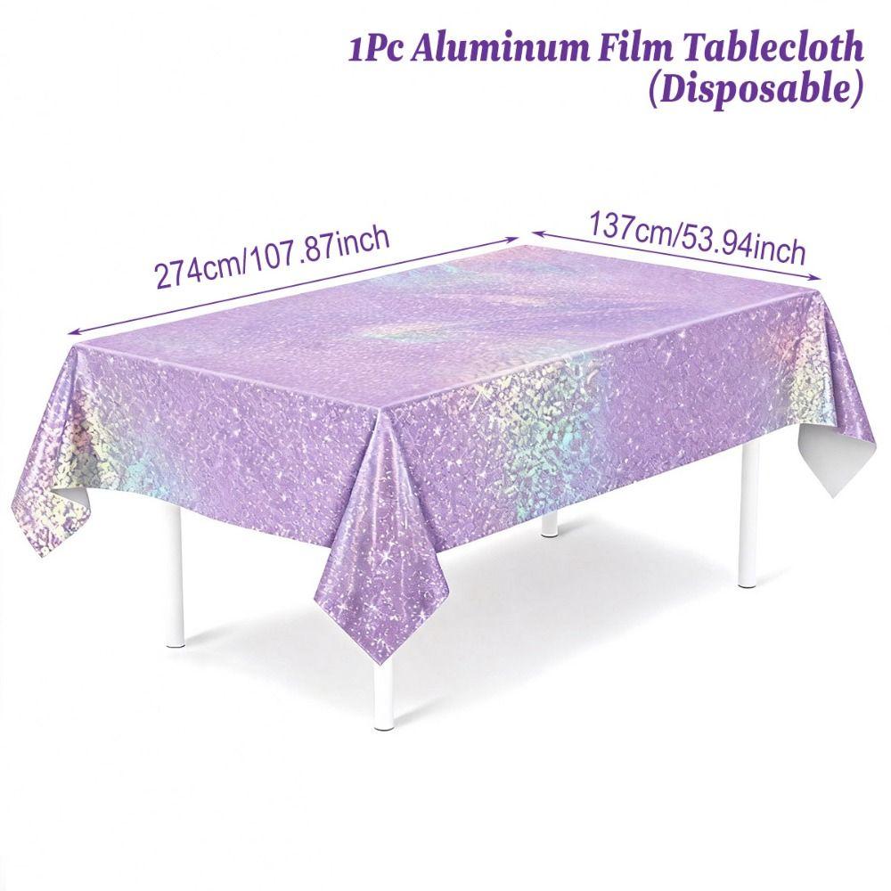 Purple Laser Disposale Tablecloth Aluminum Film Party Decoration Birthday Wedding Party Supplies