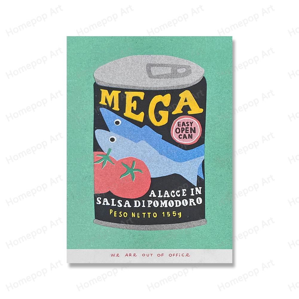 Японское ведро кокосового масла, консервированные сливы, помидоры, сардины, настенная живопись, скандинавский плакат, чай с розой, принт, картина, декор для гостиной