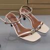 Women High Heel Sandals Summer Casual Clip Toe Ankle Strap Lady Office Shoes New Design  Comfortable Leather Footwear
