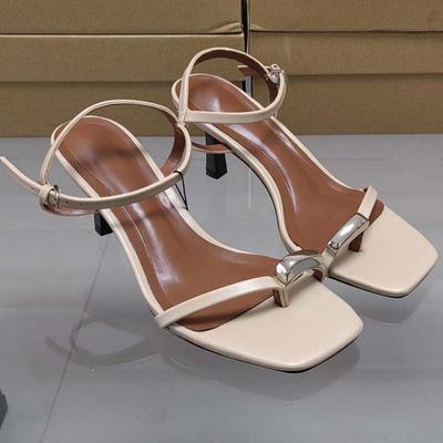 Женские босоножки на высоком каблуке, летние повседневные, с ремешком на щиколотке, женская офисная обувь, новый дизайн, удобная кожаная обувь