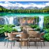 Водопады обои Пейзаж Деревянный мост Фотообои Гостиная Спальня Ресторан Наклейки на стену