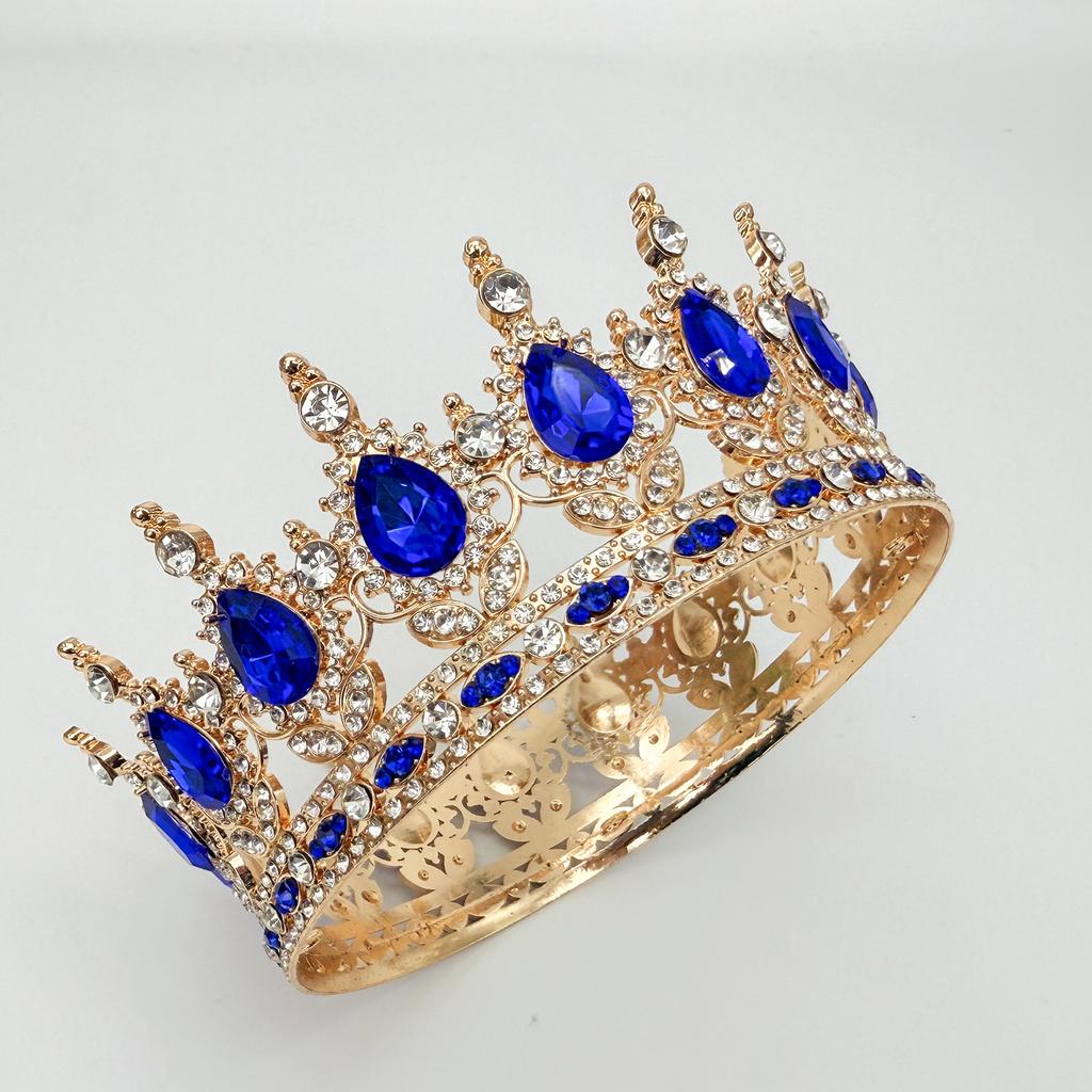 Full Circle Crown Tiara Colorful Baroque Retro Full Diamond Jewelry Wedding Accessories Crown Bridal Crown