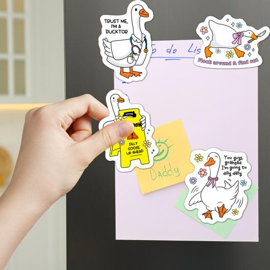 12 шт. Магнит на холодильник "Глупый гусь" для дома, офиса, кухни, шкафчика, холодильника, ПВХ, водонепроницаемый, мультяшный