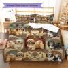Cute Flower Puppy Pattern Bedding,Quilt Set Quilt Cover Pillowcase Home Birthday Gift (1 * duvet cover + 2 * pillowcase, without core)