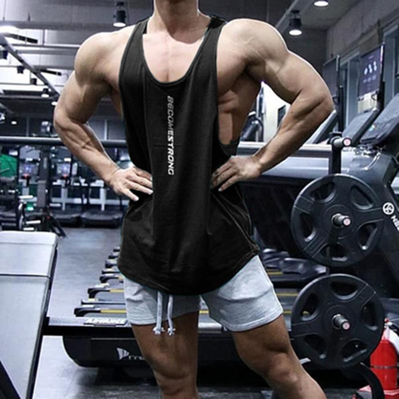 New Sports Vest Men'S Loose Summer Pure Cotton Fitness And Bodybuilding Quick Drying Sleeveless Shoulder White Base Shirt Sleeveless T-Shirt