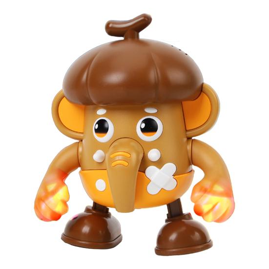 Electric Dancing Toy with LED Light Music Recording Pineapple Elephant French Fries Red Fruit Walking Toy Toddlers Tummy Time Interactive Crawling Toy