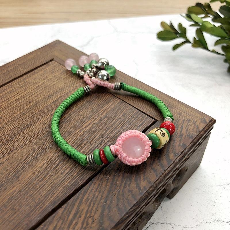 BLINGBAY Женский браслет из бисера Ретро браслет в непальском стиле Нефритовый агат Браслет-колокольчик ручной работы Женственные и универсальные украшения в этническом стиле