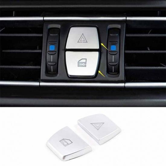 Car Warning Light Button Cover Trim Fit For BMW 5 Series Matte Silver 2011-2017