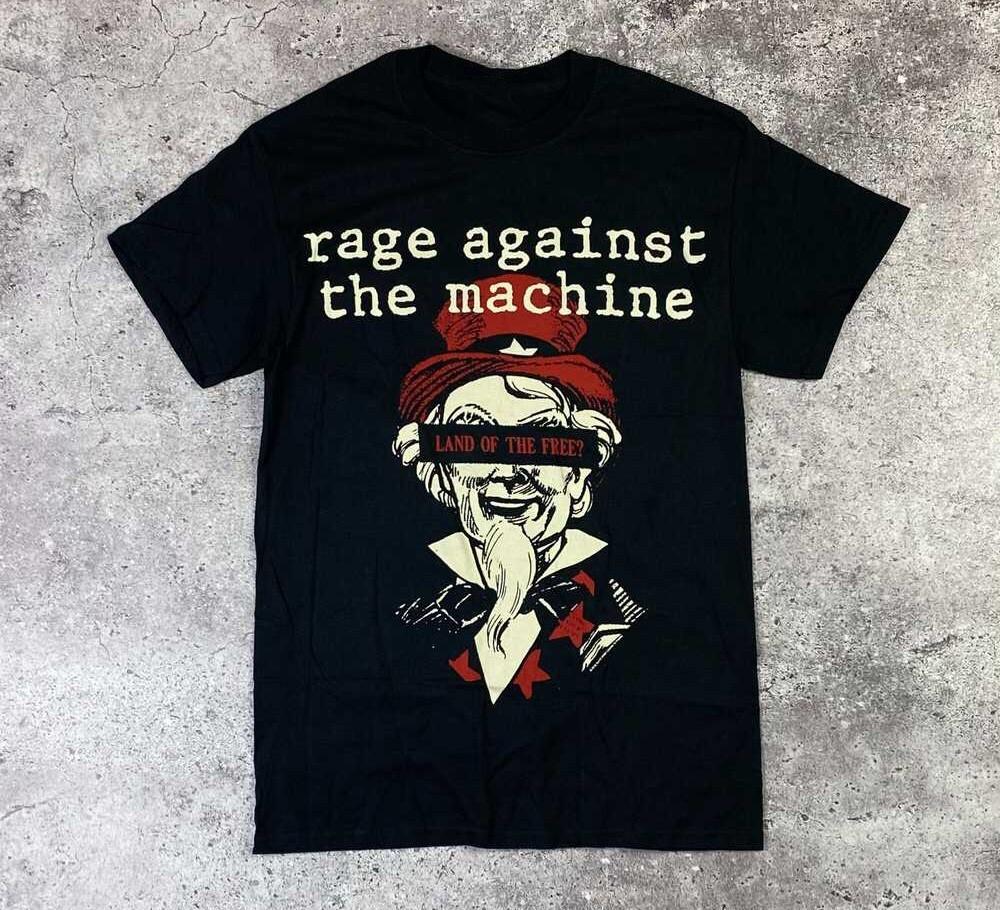RAGE AGAINST The Machine Band Land Of The Free Cotton Black All Size Shirt AG513 Unisex T-Shirt