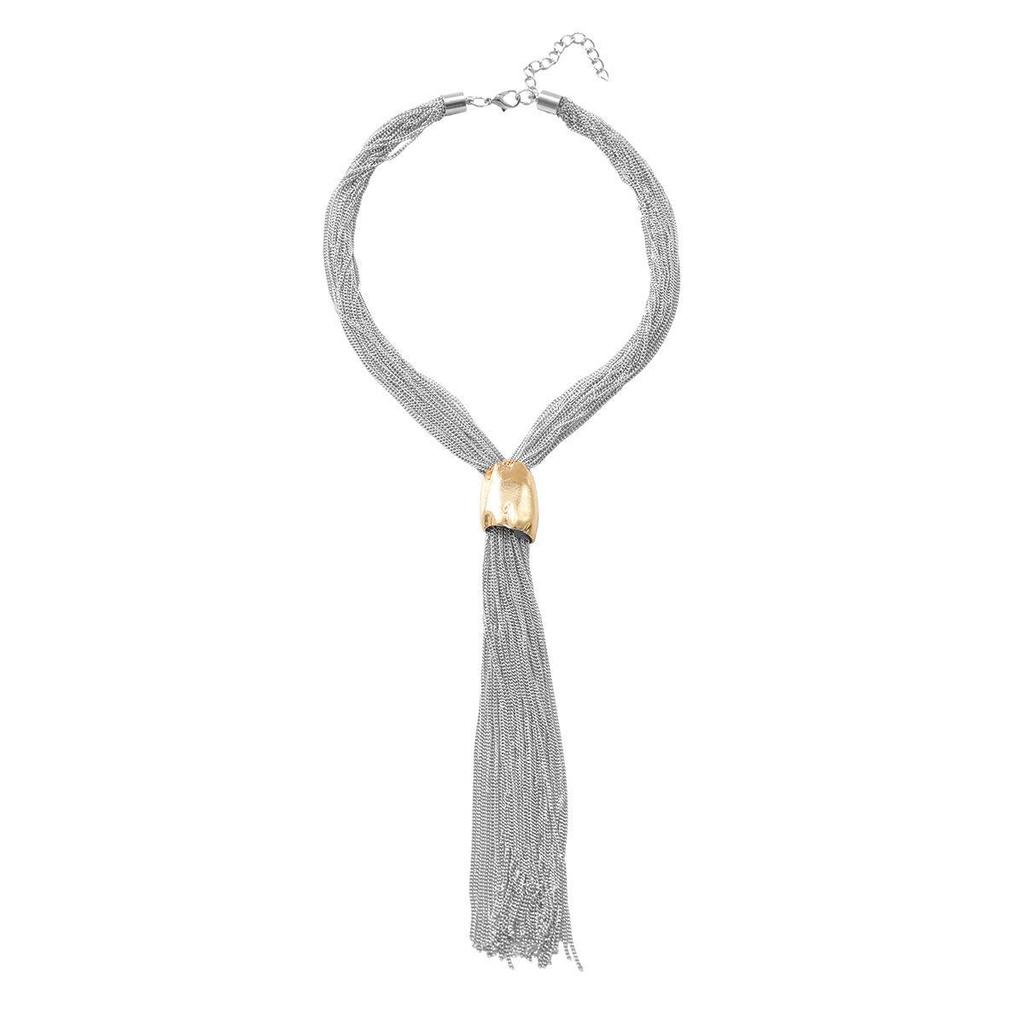 ZA Trendy Punk Metal Tassel Pendant Necklace for Women - High-End Jewelry