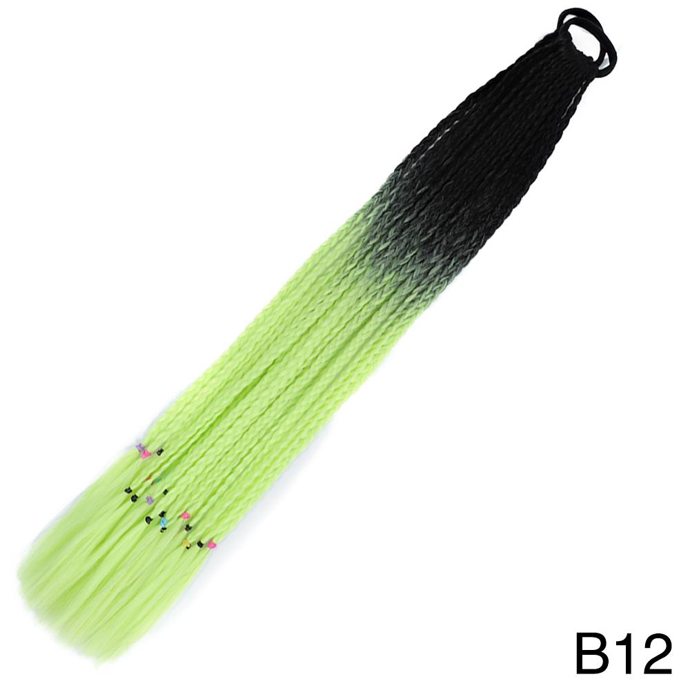 MERISIHAIR Синтетические длинные прямые градиентные цвета, грязный плетеный хвост, эластичная резинка, плетение, конский хвост, наращивание волос для девочек