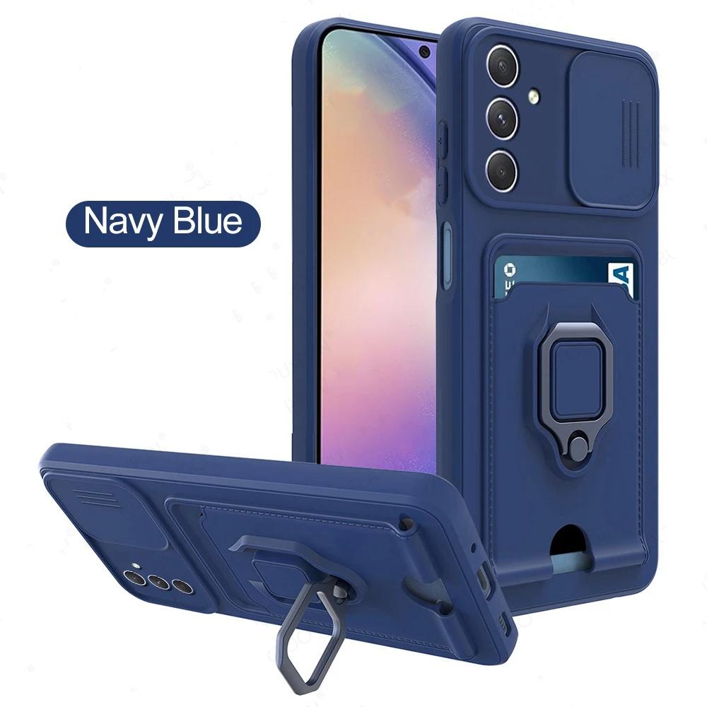 Роскошный чехол с окном для камеры и магнитным слотом для карт памяти для Samsung Galaxy A55 A35 A15 A25 A54 A34 A14 A53 A52 S24 S23 Ultra