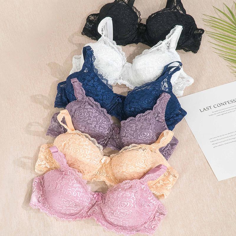 Женский кружевной тонкий бюстгальтер с цветочным принтом, удобный регулируемый сбор, нижнее белье большого размера, однотонный бюстгальтер на косточках, сексуальное женское белье 80B-95C