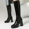 Fashion Brand Women's Knee High Boots Leather Sexy Zipper 2024 Winter Shoes Black Gold Red Heeled Long Chelsea Boot Ladies Large Size