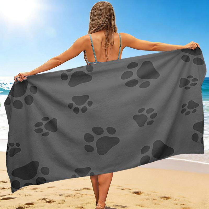 1Pc Paw Prints Beach Towel, Quick Dry, Multi-Use for Beach Pool Gym Yoga Home Travel, Christmas, Halloween, Xmas Gift M928292
