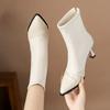 Fashion Commuting Fashion Women's Boots 2024 Autumn/Winter New Silk Pointed Short Leg Boots Thin Heel Sleeve Elastic Women's Boots