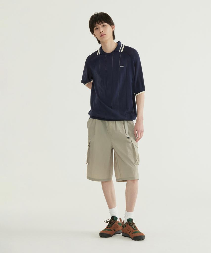 COVERNAT Skipper Collar Half Knit Navy