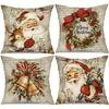 1piece Vintage Christmas Pillowcase -18x18 Inches, Featuring Santa Claus and Reindeer Patterns,suitable for Sofas and Home Decor