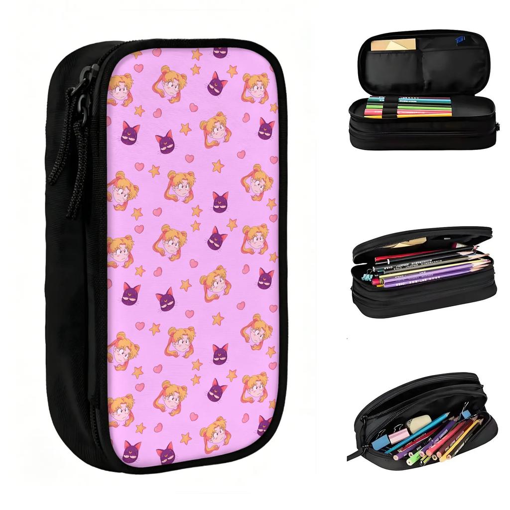 Custom Kawaii S-Sailores Cartoon Japan Hot Pencil Case for Boys Girls Big Capacity Pencil Bag School Supplies