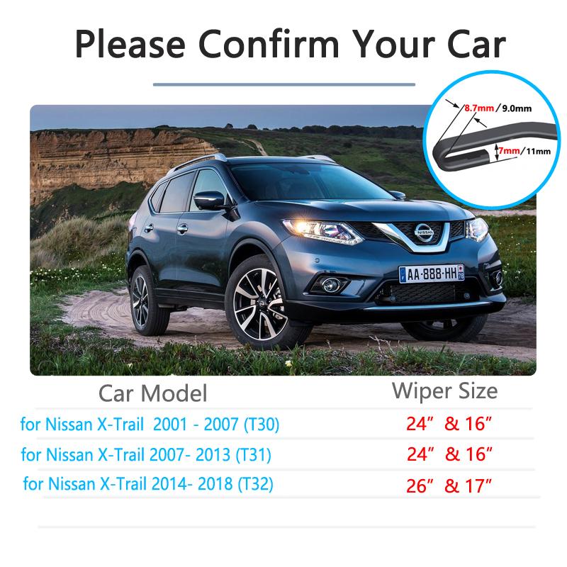 Для Nissan X-Trail Xtrail 2001~2018 T30 T31 T32 Дворники Автоаксессуары Щетки Стеклоочистителя 2002 2007 2013 2014 2015 2016