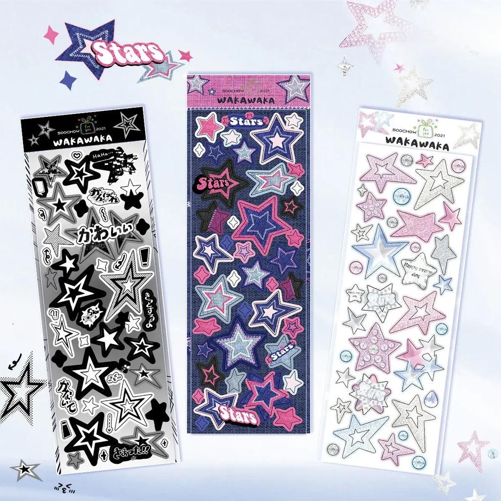 Korean Style Cute Journal Stickers Hot Toploader Decoration Scrapbooking Material Kawaii Star Holographic Deco Seal