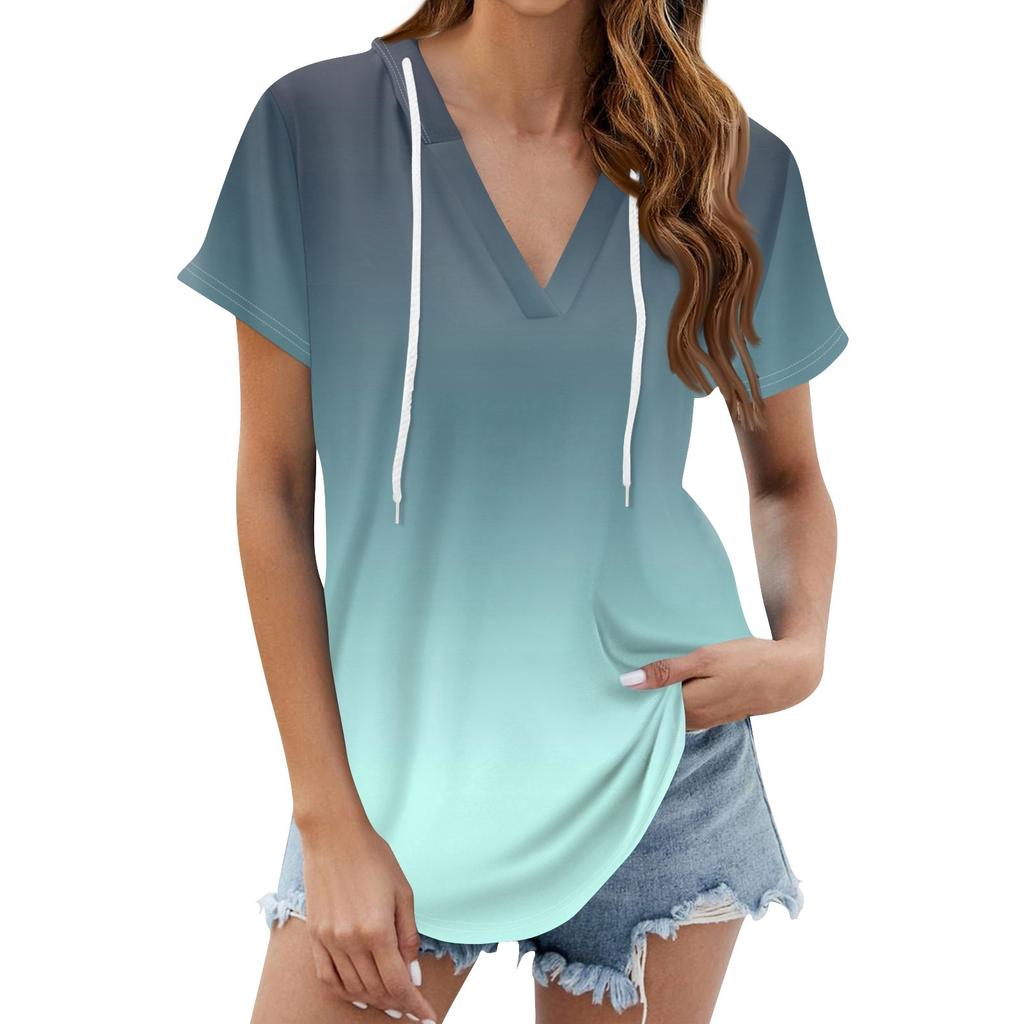 Женские летние футболки с V-образным вырезом, толстовки с коротким рукавом, туники, повседневные свободные туники, толстовки