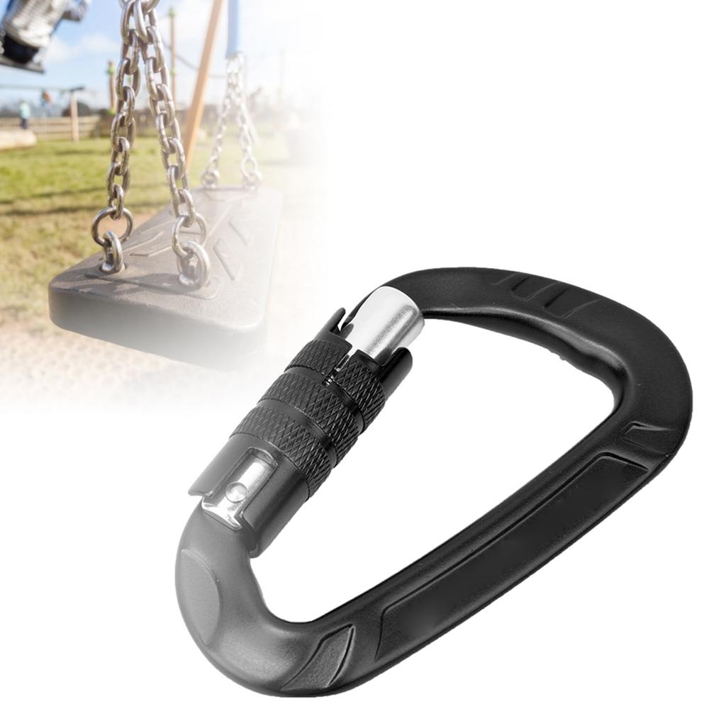 1 шт. 7075 Авиационный алюминий 12 кН D-образный карабин-клипса Аксессуар для безопасности на открытом воздухечерный