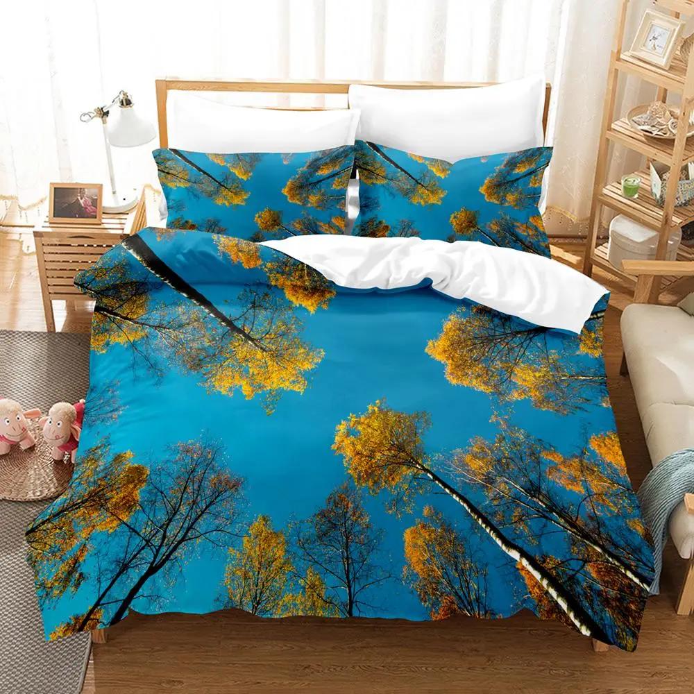 Комплект пододеяльников Natural Landscape Blue Sky Lawn Flower Double Queen King Size 2/3 шт. Полиэстеровое одеяло для детей, подростков и взрослых