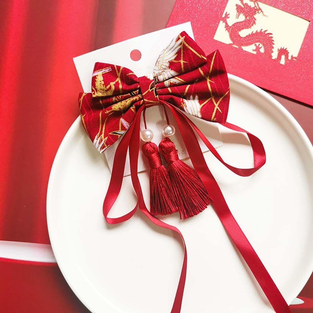 Plush Hair Grip Bowknot Chinese New Year Hairpins Bow Hair Hoop Hair Rope Kids Chinese Hair Clips