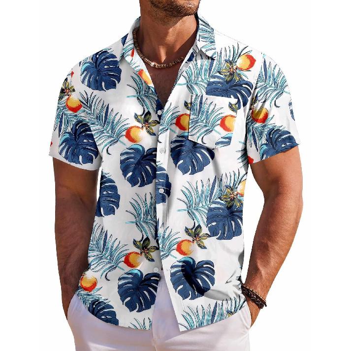 Summer casual Hawaiian shirt for men, vacation seaside shirt