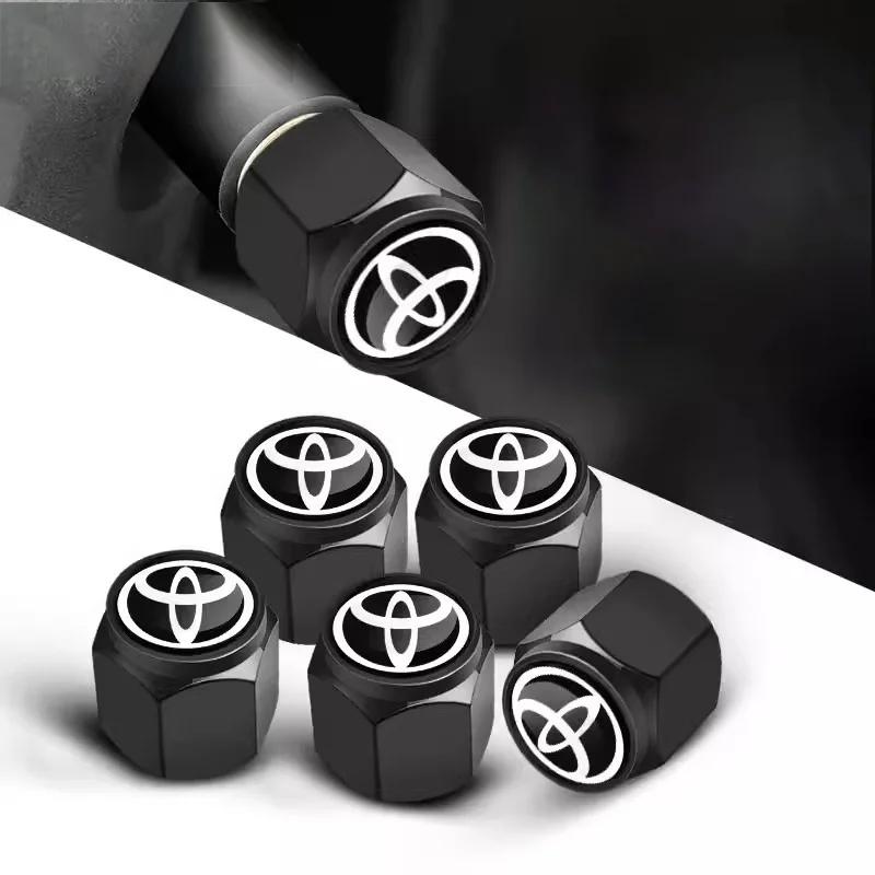 WNIS1 5Pcs Car Tire Valve Stem Caps Dustproof Waterproof Wheel Cover Accessories for Toyota Hilux Yaris Corolla Camry CHR Auris Tacoma