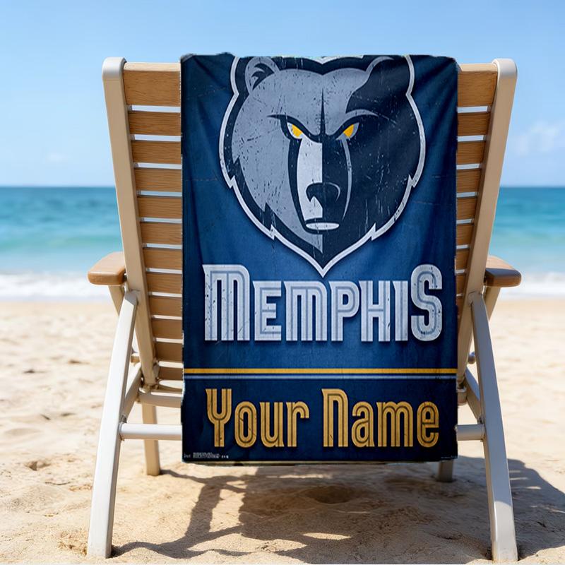 Custom Name Beach Towel City Grizzlies Bear Logo Beach Towel, Soft Microfiber, Gift for Her/Him, Birthday, for Pool, Beach, Travel, Fan gifts