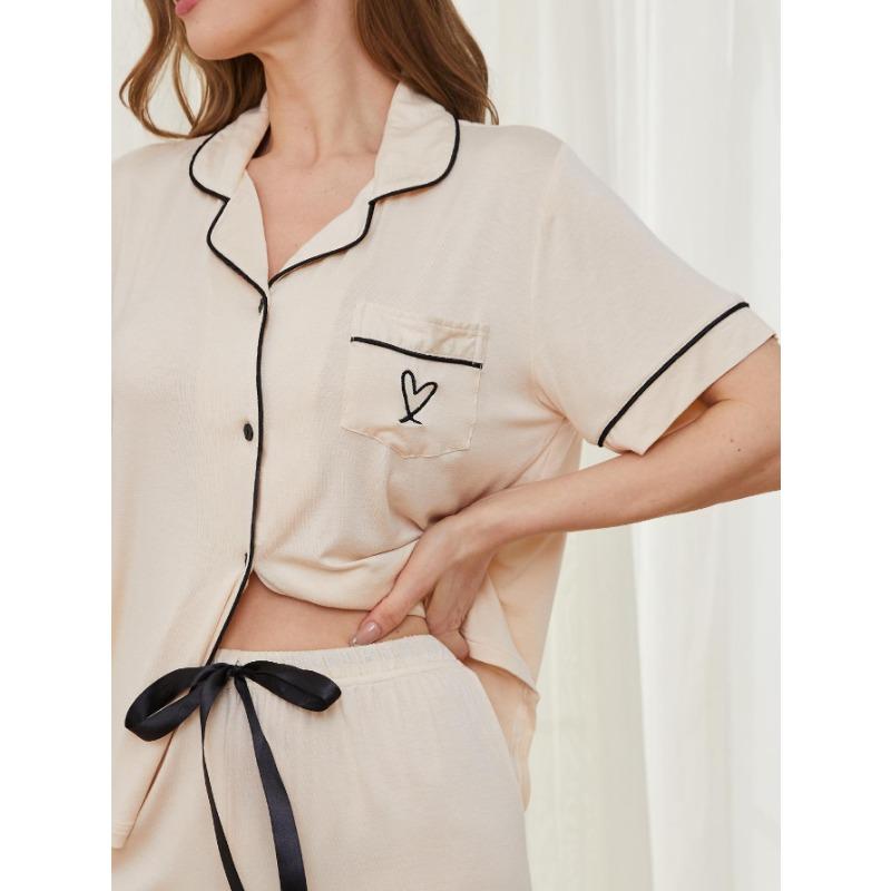 Комплекты домашней одежды Кардиган Рубашка с короткими рукавами Шорты Летняя пижама для женщин