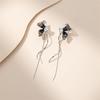 Butterfly earrings women's silver stud earrings long fringed earrings Douyin new high-end summer huge good-looking earrings earrings