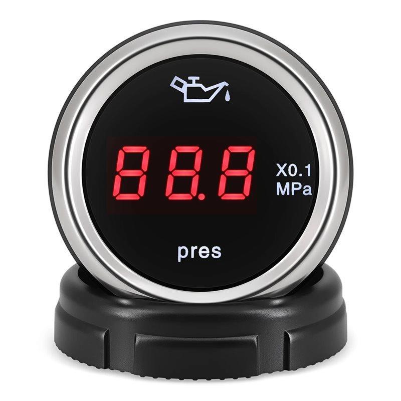 Oil Pressure Gauge 0-1.0Mpa 2" 52Mm With Integrated Sensor 1/8NPT Red LED Digital Display Flashing For Car Yacht Meter Press-Y79