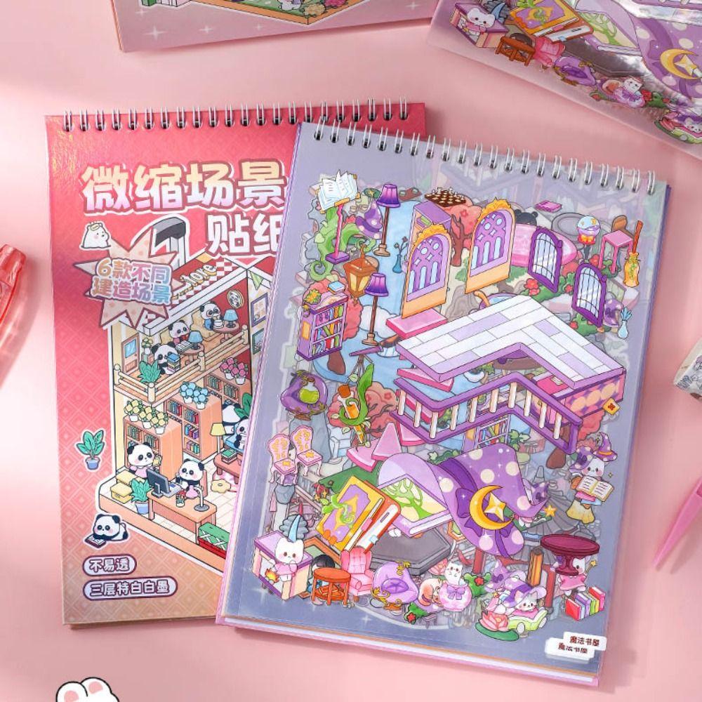 Книга наклеек «Визуальная стопка пейзажей», мультяжная наклейка-палатка для украшения, для детей