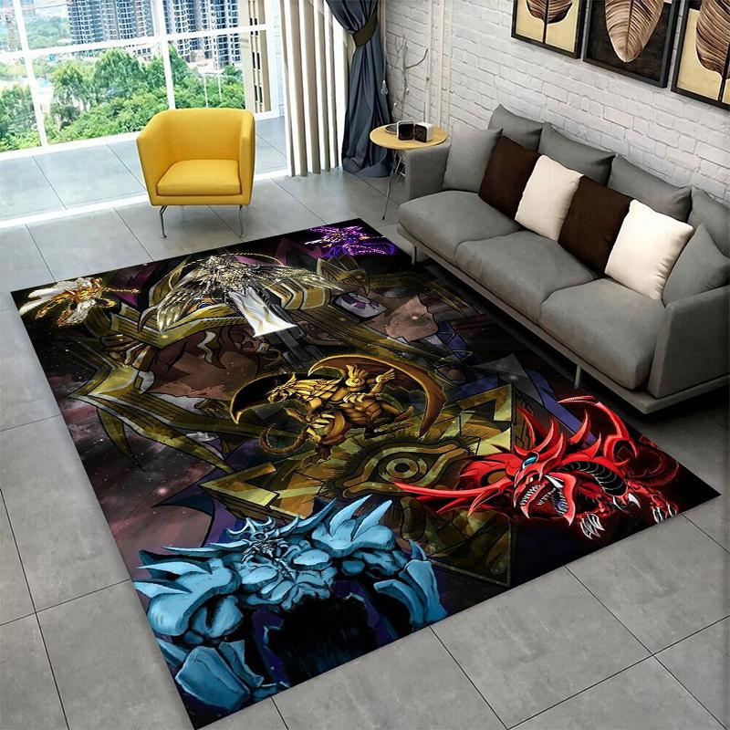 Yu-Gi-Oh Monster Card Cartoon Anime Carpet Rug for Bedroom Living Room Sofa Doormat Home Decor,Kid Game Area Rug Non-slip Gift
