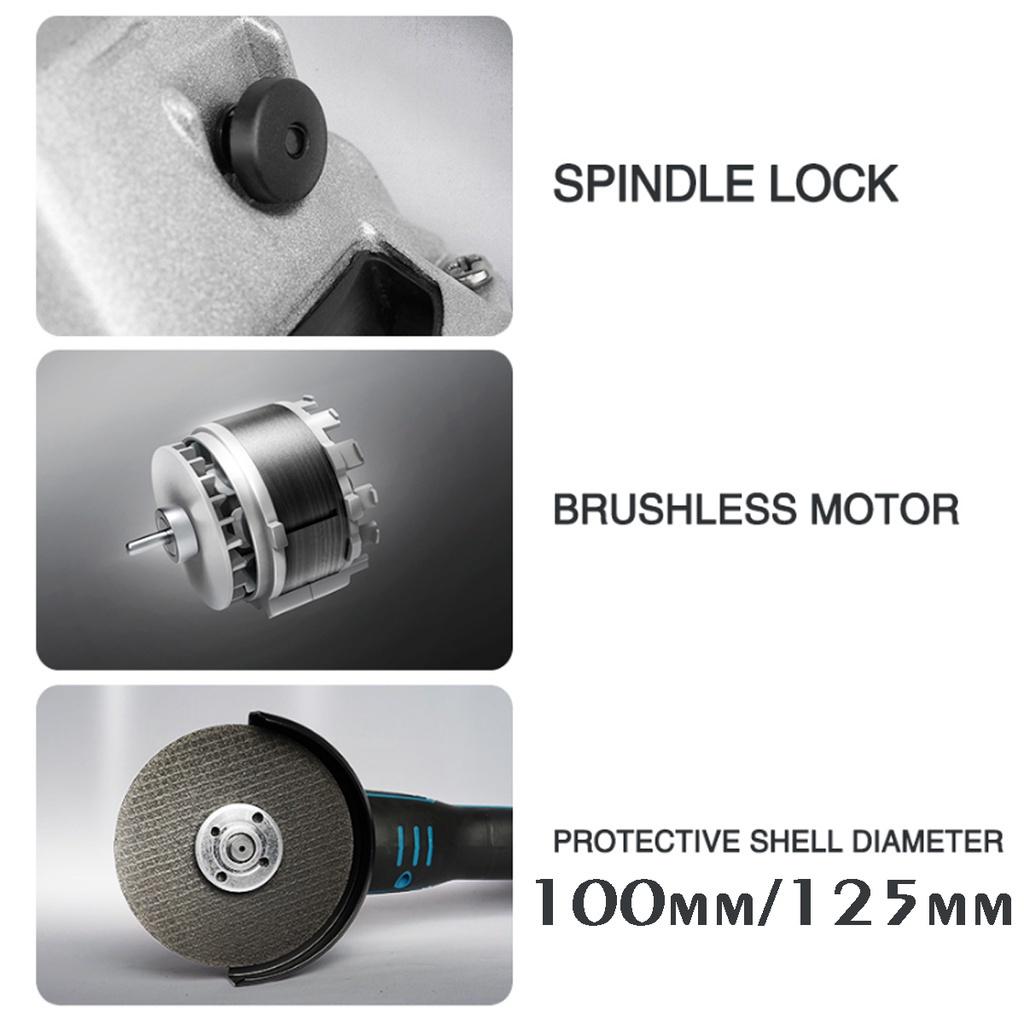 288VF 100mm/125mm Brushless Angle Grinder Cordless Angle Grinder Polishing Wood Metal Stone Cutter Cut-Off Machine