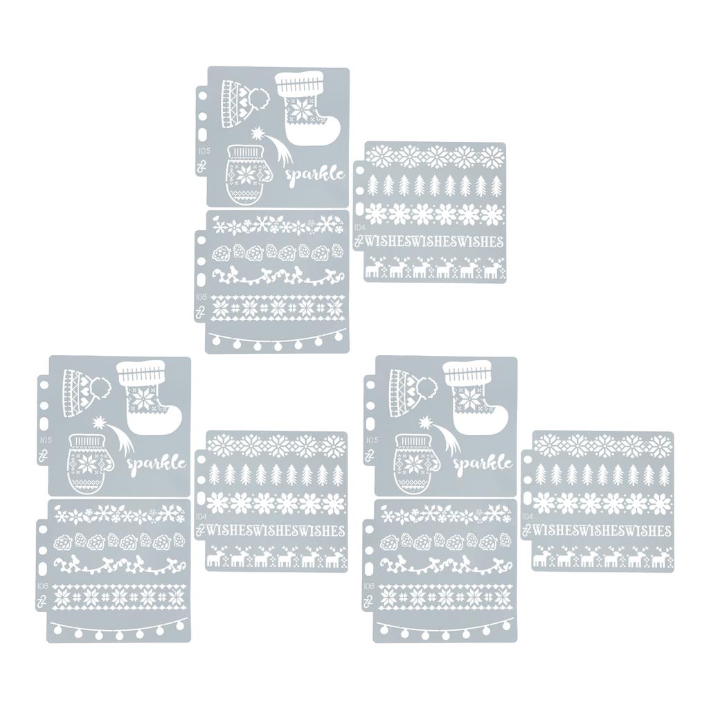 9 шт. полых шаблонов для рисования из ПЭТ рождественского стиля, многоразовые трафареты для копирования и рисования