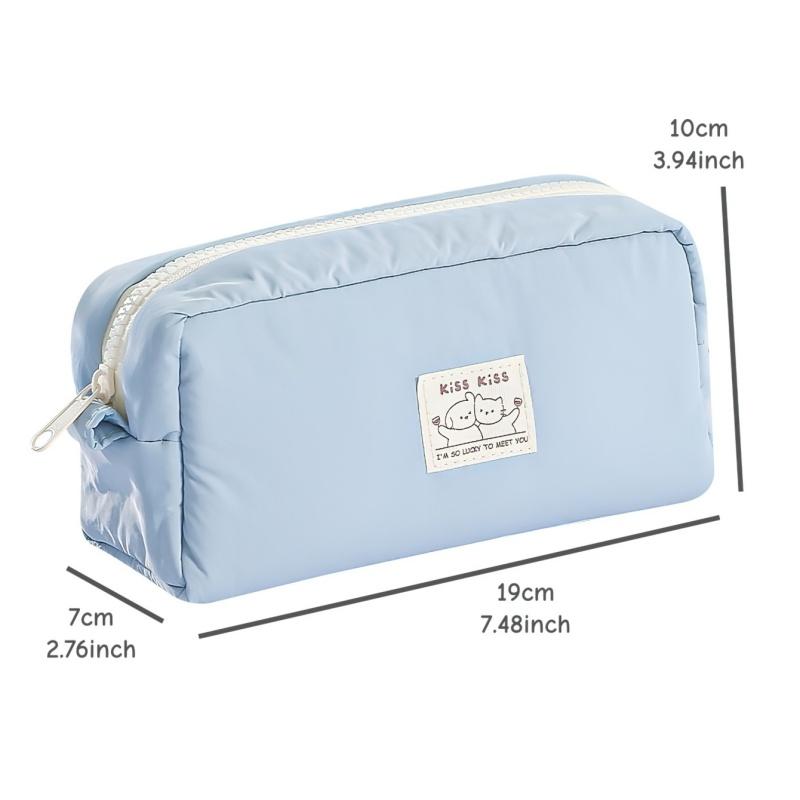 1pcs Kiss Cream Pencil Case Pen Bag Cute Cartoon Dog & Cat Simple Design Large Capacity Japanese Style Storage Pouch
